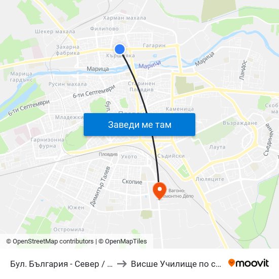 Бул. България - Север / Bulgaria Blvd - North (89) to Висше Училище по сигурност и икономика map