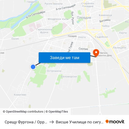 Срещу Фургона / Opposite Furgona (31) to Висше Училище по сигурност и икономика map