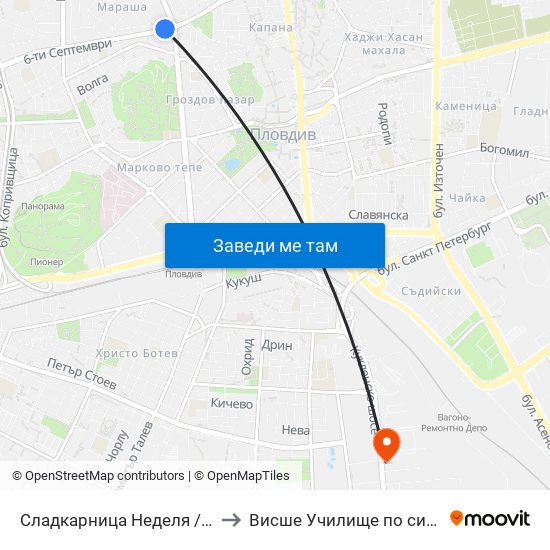 Сладкарница Неделя / Nedelya Bakery (142) to Висше Училище по сигурност и икономика map