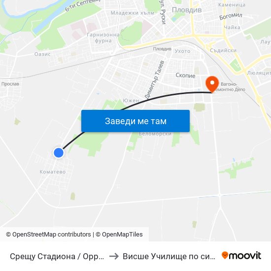 Срещу Стадиона / Opposite the Stadium (28) to Висше Училище по сигурност и икономика map