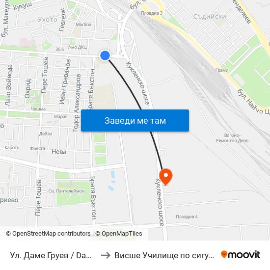 Ул. Даме Груев / Dame Gruev St. (376) to Висше Училище по сигурност и икономика map