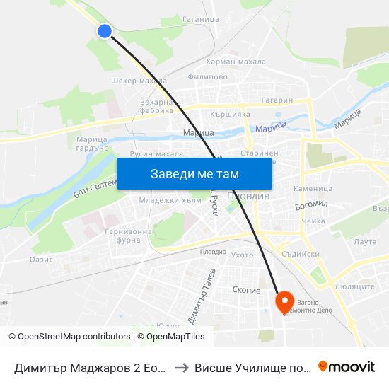 Димитър Маджаров 2 Еоод / Dimitar Madjarov 2 Ltd (474) to Висше Училище по сигурност и икономика map