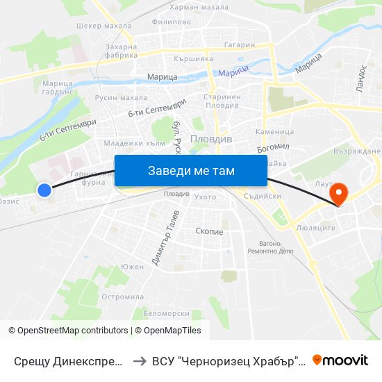 Срещу Динекспрес / Opposite Dinexpress (150) to ВСУ "Черноризец Храбър" - Архитектурен факултет гр.Пловдив map