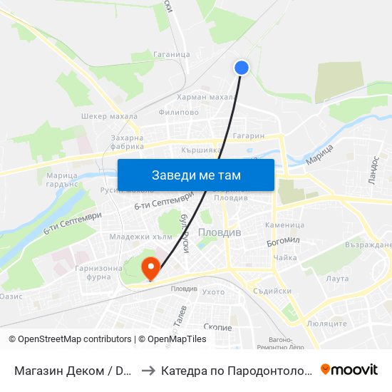 Магазин Деком / Dekom Store (267) to Катедра по Пародонтология @ФДМ Пловдив map