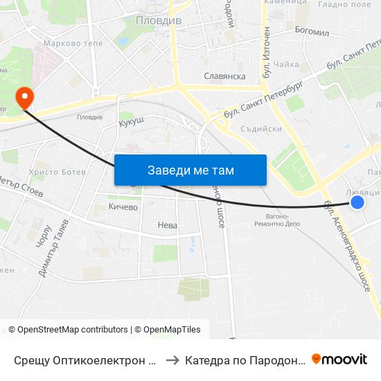 Срещу Оптикоелектрон / Opposite Opticoelectron (413) to Катедра по Пародонтология @ФДМ Пловдив map