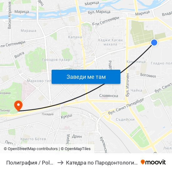 Полиграфия / Polygraphy (124) to Катедра по Пародонтология @ФДМ Пловдив map