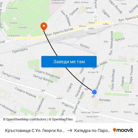 Кръстовище С Ул. Георги Кондолов / Junction With Georgi Kondolov St. (59) to Катедра по Пародонтология @ФДМ Пловдив map