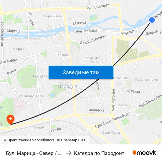 Бул. Марица - Север / Maritsa Blvd - North (412) to Катедра по Пародонтология @ФДМ Пловдив map