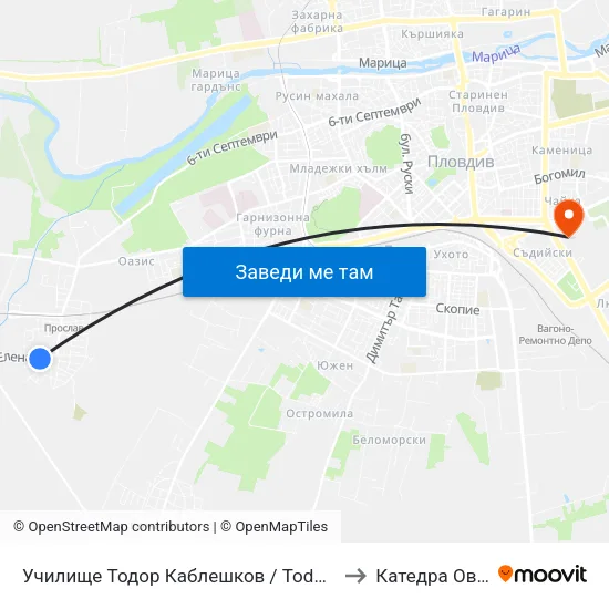 Училище Тодор Каблешков / Todor Kableshkov School (180) to Катедра Овощарство map