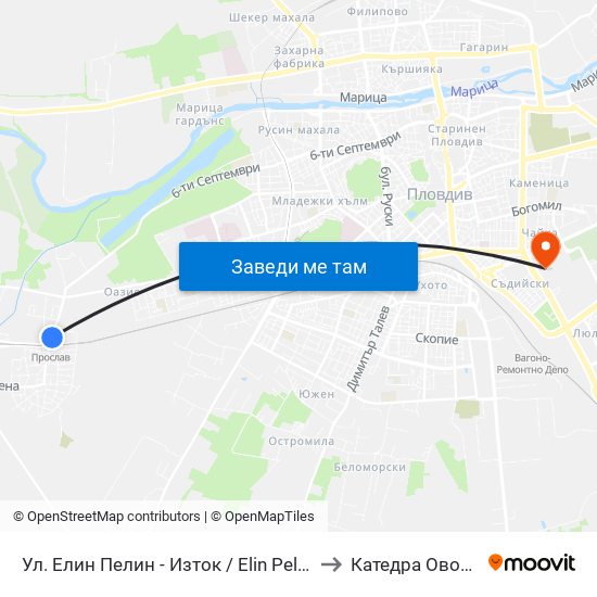 Ул. Елин Пелин - Изток / Elin Pelin St. - East (415) to Катедра Овощарство map