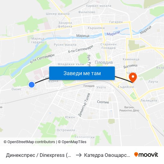 Динекспрес / Dinexpress (174) to Катедра Овощарство map