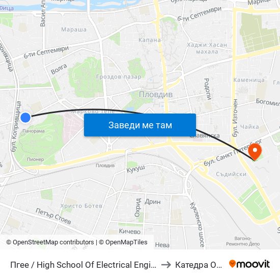 Пгее / High School Of Electrical Engineering And Electronics (171) to Катедра Овощарство map