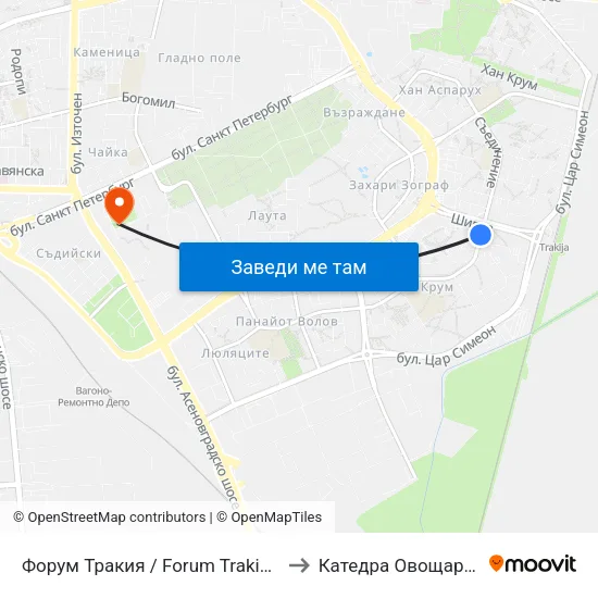 Форум Тракия / Forum Trakiya (78) to Катедра Овощарство map