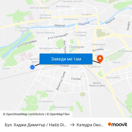 Бул. Хаджи Димитър / Hadzi Dimitar Blvd (300) to Катедра Овощарство map