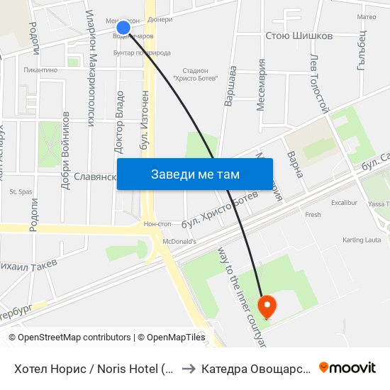 Хотел Норис / Noris Hotel (221) to Катедра Овощарство map