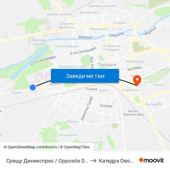 Срещу Динекспрес / Opposite Dinexpress (150) to Катедра Овощарство map