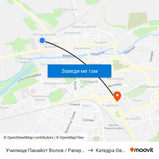 Училище Панайот Волов / Panayot Volov School (270) to Катедра Овощарство map