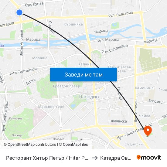 Ресторант Хитър Петър / Hitar Petar Restaurant (452) to Катедра Овощарство map
