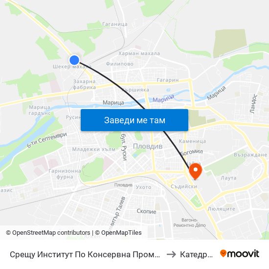 Срещу Институт По Консервна Промишленост / Opposite Institute Of Canning Industry (427) to Катедра Овощарство map