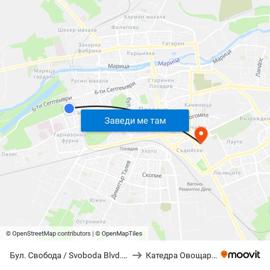 Бул. Свобода / Svoboda Blvd. (1037) to Катедра Овощарство map