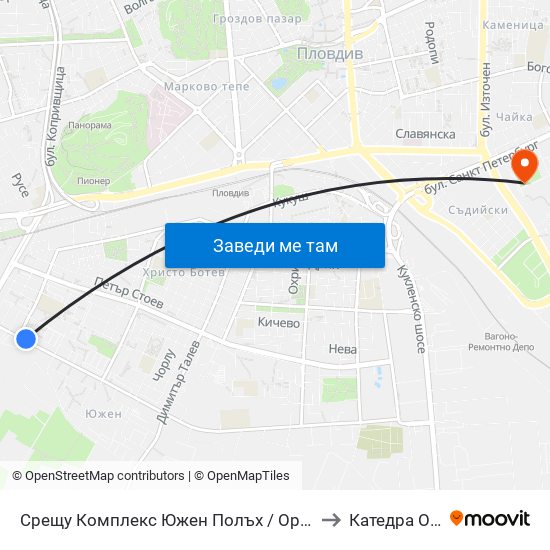 Срещу Комплекс Южен Полъх / Opposite Yuzhen Polah Complex (22) to Катедра Овощарство map