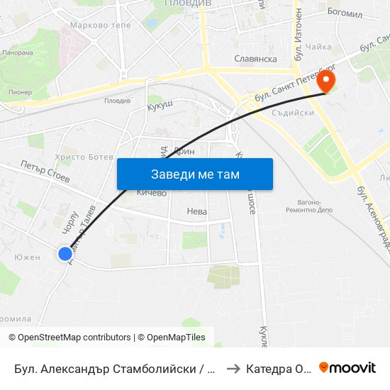 Бул. Александър Стамболийски / Alexander Stamboliyski Blvd. (19) to Катедра Овощарство map