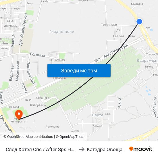 След Хотел Спс / After Sps Hotel (433) to Катедра Овощарство map
