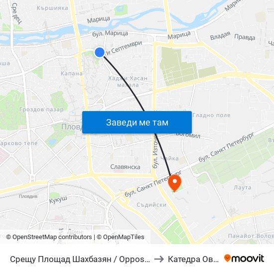 Срещу Площад Шахбазян / Opposite Shahbazyan Sq. (140) to Катедра Овощарство map