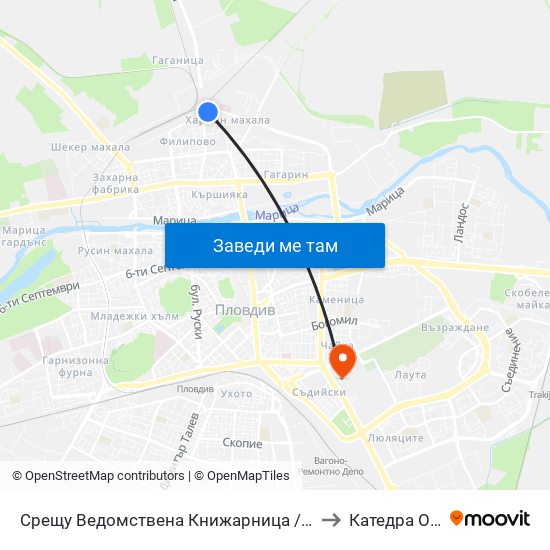 Срещу Ведомствена Книжарница / Opposite Departmental Store (56) to Катедра Овощарство map