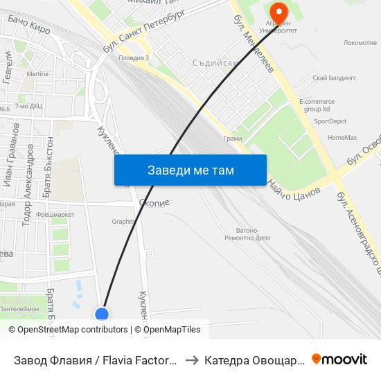 Завод Флавия / Flavia Factory (325) to Катедра Овощарство map