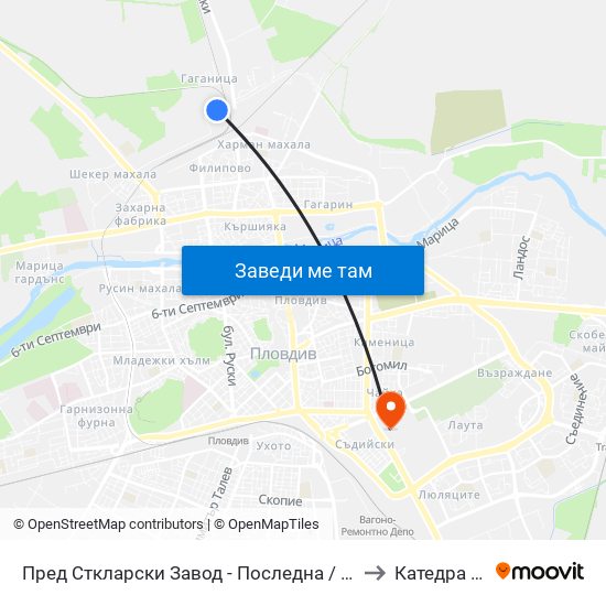 Пред Сткларски Завод - Последна / In Front Of Glass Factory - Last Stop (1017) to Катедра Овощарство map