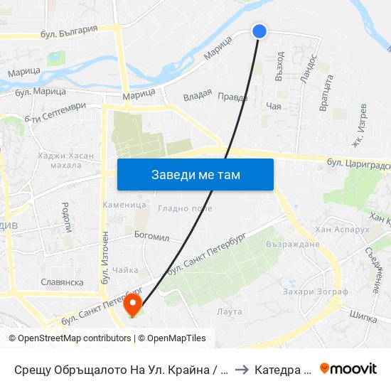 Срещу Обръщалото На Ул. Крайна / Opposite the Turn Spot Of Krayna St. (411) to Катедра Овощарство map