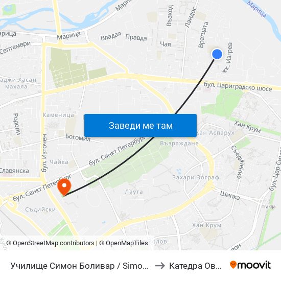 Училище Симон Боливар / Simon Bolivar School (129) to Катедра Овощарство map