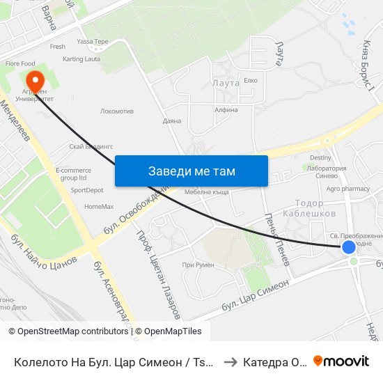 Колелото На Бул. Цар Симеон / Tsar Simeon Blvd Roundabout (1032) to Катедра Овощарство map