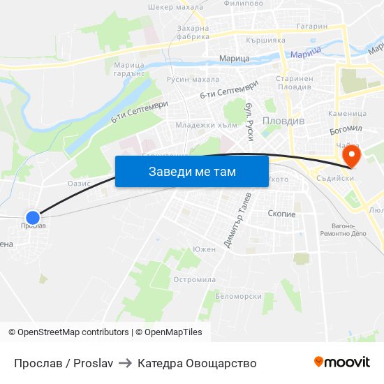 Прослав / Proslav to Катедра Овощарство map