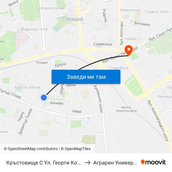 Кръстовище С Ул. Георги Кондолов / Junction With Georgi Kondolov St. (59) to Аграрен Университет (Agricultural University) map