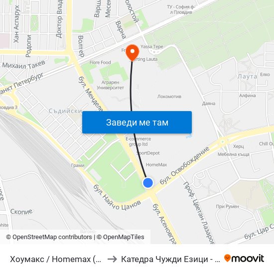 Хоумакс / Homemax (84) to Катедра Чужди Езици - АУ map