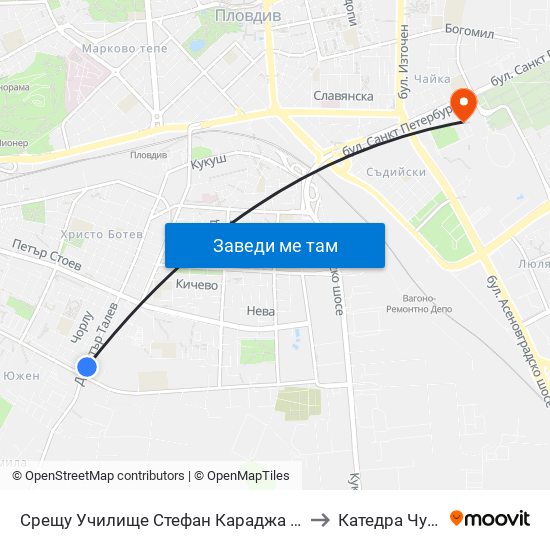 Срещу Училище Стефан Караджа / Opposite Stefan Karadzha School (38) to Катедра Чужди Езици - АУ map