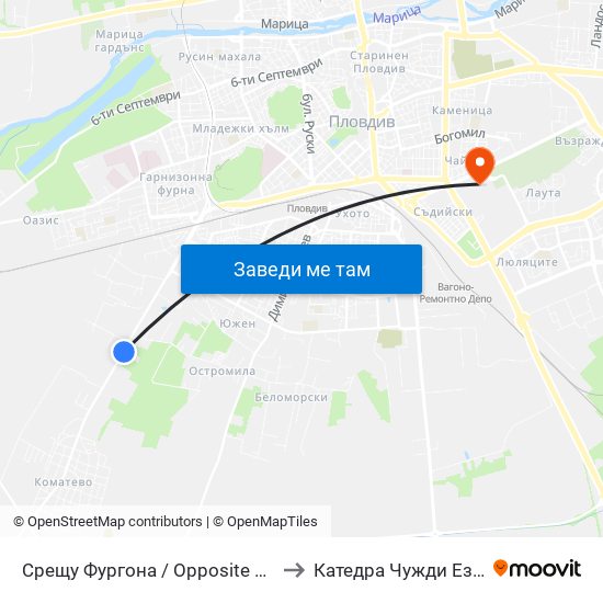 Срещу Фургона / Opposite Furgona (31) to Катедра Чужди Езици - АУ map