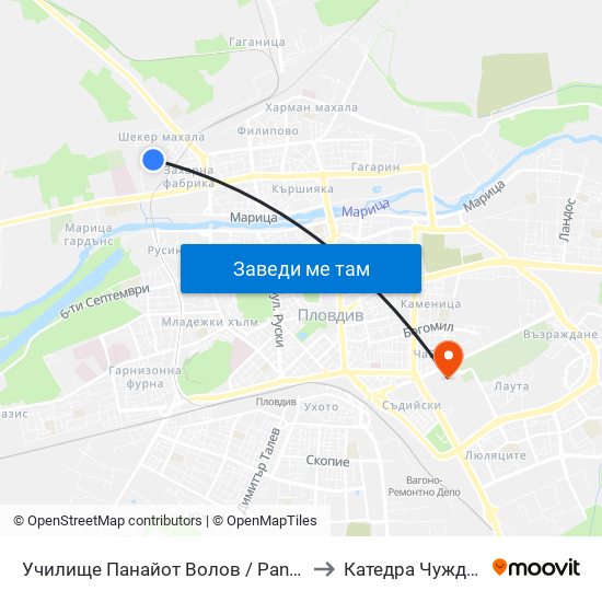 Училище Панайот Волов / Panayot Volov School (270) to Катедра Чужди Езици - АУ map