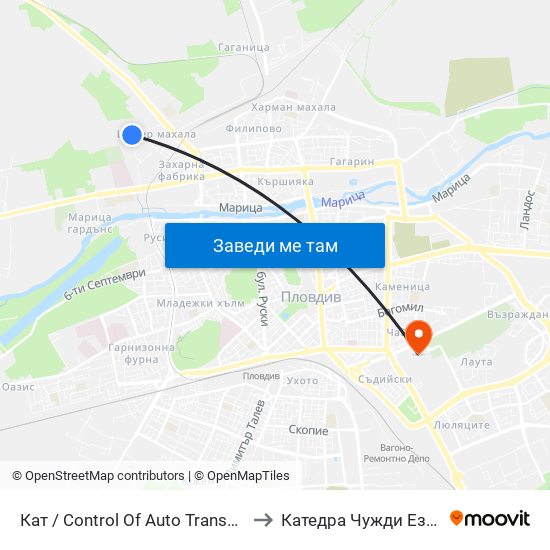 Кат / Control Of Auto Transport (1034) to Катедра Чужди Езици - АУ map