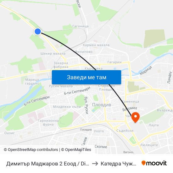 Димитър Маджаров 2 Еоод / Dimitar Madjarov 2 Ltd (474) to Катедра Чужди Езици - АУ map