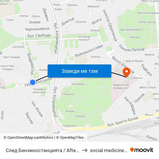 След Бензиностанцията / After the Gas Station (172) to social medicine department map