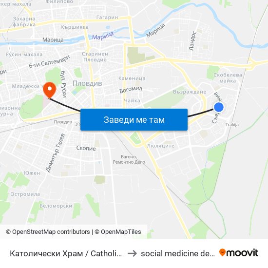 Католически Храм / Catholic Church (77) to social medicine department map