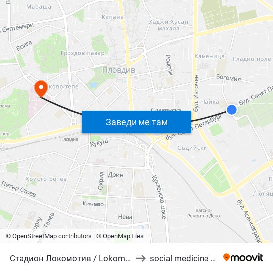 Стадион Локомотив / Lokomotiv Stadium (234) to social medicine department map