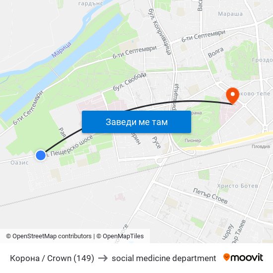 Корона / Crown (149) to social medicine department map