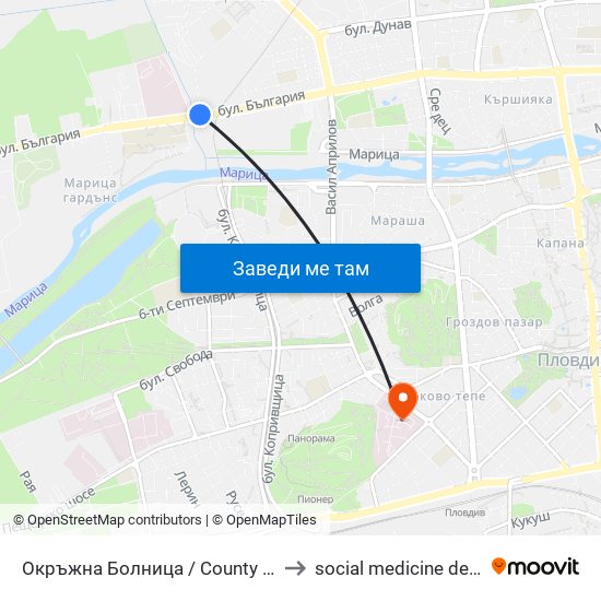 Окръжна Болница / County Hospital (94) to social medicine department map