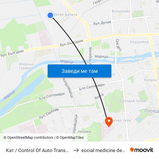 Кат / Control Of Auto Transport (1034) to social medicine department map