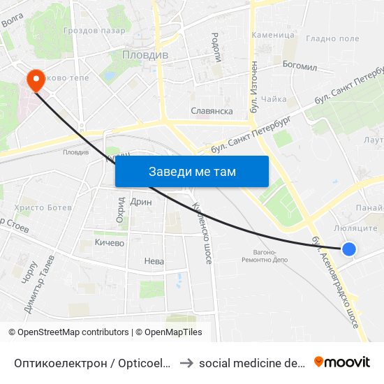 Оптикоелектрон / Opticoelectron (421) to social medicine department map