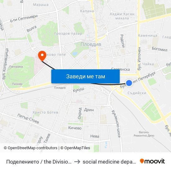 Поделението / the Division (330) to social medicine department map